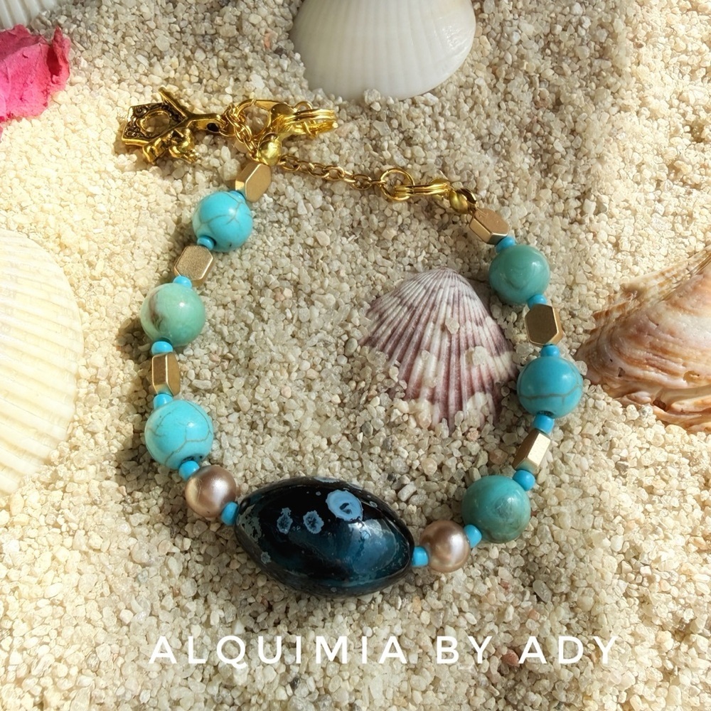 🌊🔮 Between Witches and Beaches — Turquoise Charm Bracelet